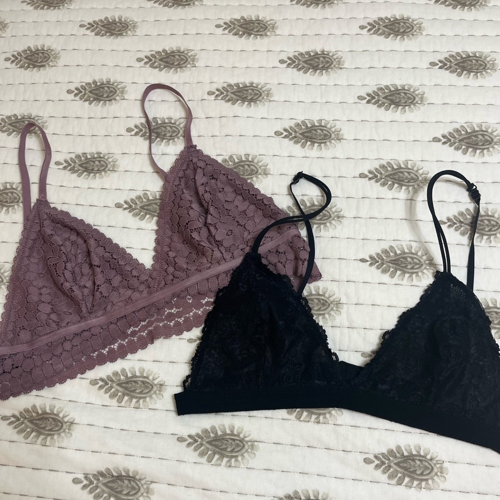 Urban Outfitters Lace Bralette Duo - Black and Mauve